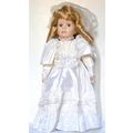 LEONARDO PORCELAIN BRIDE DOLL - SILKY SATIN DRE...