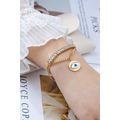 waterproof CZ stainless steel evil eye bracelet