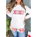 White XOXO Glitter Chenille Cable Knit Pullover...