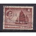 SINGAPORE 1955 QEII 4c SHIP USED SG40