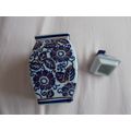 VASE /GINGER JAR BLUE WITH GOLD COLOUR FLORAL D...