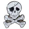 Skull & Crossbones White Danger Death Biker Roc...