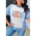 Sky Blue Star Plaid Flower USA Graphic Color Bl...