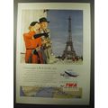 1953 TWA Airlines Ad - Overnight Overseas