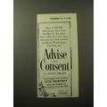 1960 Doubleday Book Advertisement - Advise and Consent by Allen Drury