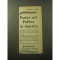 1960 Cornell University Press Book Ad - Parties and Politics in America