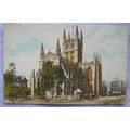 vintage colour postcard Bath Abbey
