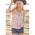 Pink Bohemian Floral Pleated U Neck Vest