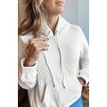 White Cable Lattice Texture Kangaroo Pocket Hoodie