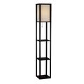 63-inch Black Modern Floor Lamp with Silk Shade