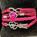 Bracelet Cupid Arrow Stackable PU Leather Pink ...