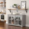 Grey Wood Buffet Kitchen Dining Sideboard Stora...