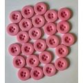 25 Pink Buttons with Four Holes Round Resin Siz...