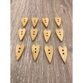 20x10mm Wooden Heart Shaped Button Natural 2 Ho...