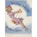 Children on Playground Swing Antique Greetings ...