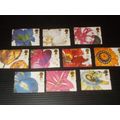 2007 SET OF 10 FLOWERS STAMPS USED LOT B