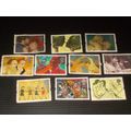 1995 SET OF 10 GREETINGS IN ART STAMPS USED LOT B