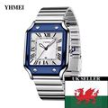 Gents Luxury White Square Face Date Blue Bezel ...