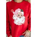 Red Santa Claus Graphic Crewneck Raglan Sleeve ...
