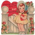 VINTAGE ' VALENTINE ' Young Girl with Bonnet ca...