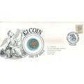 1983 First day cover including a genuine £1 coi...