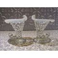 Fenton Hobnail Cornucopia Clear Opalescent Pair...