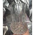 Vintage Clear Diamond Point Crystal Vase 5” Tal...