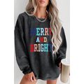 Black MERRY AND BRIGHT Embroidered Corded Sweat...