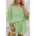 Meadow Mist Green Plus Size V Neck Drop Shoulde...