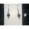 Deep maroon with turquoise accent short glass e...