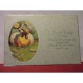 A HAPPY EASTER used vintage card C.1935 HATCHIN...