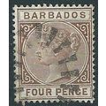 Barbados 1885 SG98 4d Pale Brown Fine Used . . ..