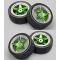 4pc Green Chrome Wheels w/On Road Racing Tires ...