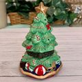 Porcelain Hinged Christmas Tree Trinket Box W G...