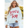 White Tinsel Game Day Drop Shoulder Graphic Swe...