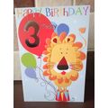 3rd Birthday Card -Happy Birthday 3 Today - Lion