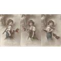 Little Girl set of 3 Real Photos, Christmas Poe...