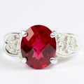 Created Ruby, 925 Sterling Silver Ladies Ring, ...