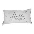 Hello World Pillow Cream & Grey with Grey Bobbl...