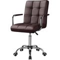 Dark Brown Modern Faux Leather Mid-Back Office ...