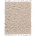 Beige Woven Cotton Geometric Throw Blanket