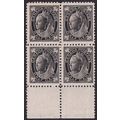Canada QV 1897-98 1/2c Black Margin Block x 4 S...