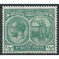 St Kitts Nevis1921 SG37 1/2d Blue-Green Mounted...