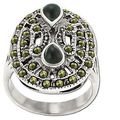 Sterling Silver Genuine 38 Marcasite and Onyx T...