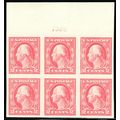 409, Mint NH XF 2¢ Top Plate Block of Six - Stu...