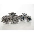 Medium blue or smoke gray crystal leaf metal ha...