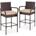 Set of 2 Brown Indoor/Outdoor Wicker Bar Stools...