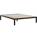 Queen Black Metal Platform Bed Frame with Wood ...