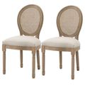 Set of 2 Vintage Upholstered Armless Rattan Bac...