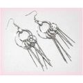 85mm Hoop SilverTwist Spike Dangle Hook Earring...
